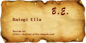 Balogi Ella névjegykártya